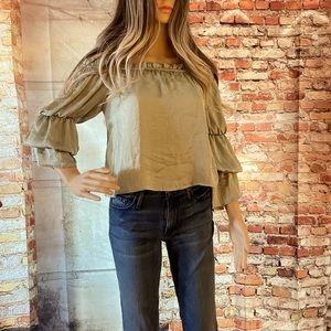 Soft Romantic Sage Green off the shoulder shirt-NWOT